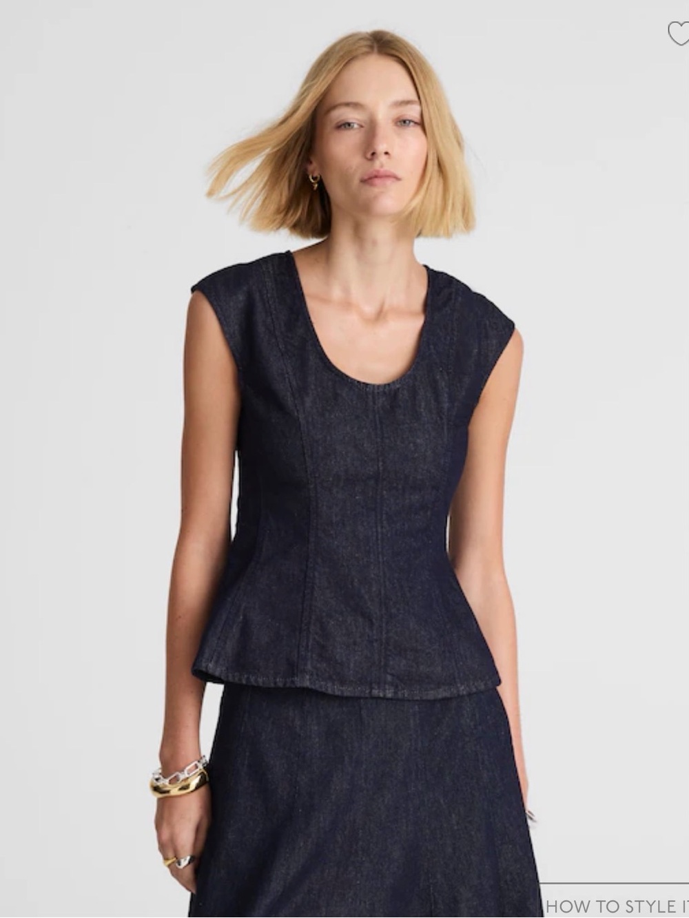 MADEWELL SIZE 10 Denim Seamed Scoopneck Top in Rinse Wash NX917 $108